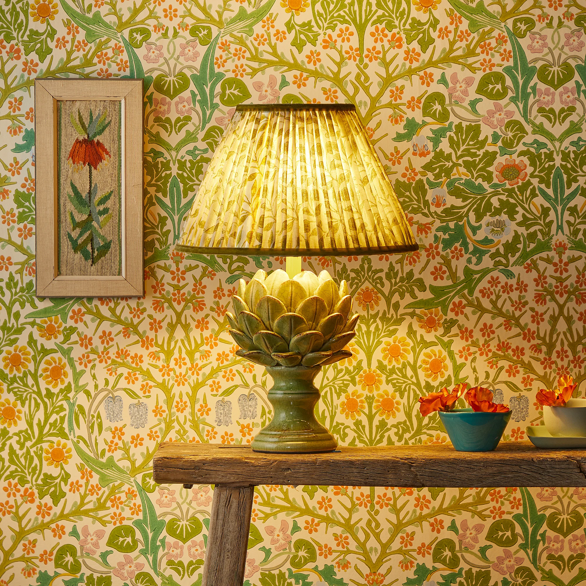 30cm empire shade in thyme Rosehip linen by Morris & Co. - Image 6