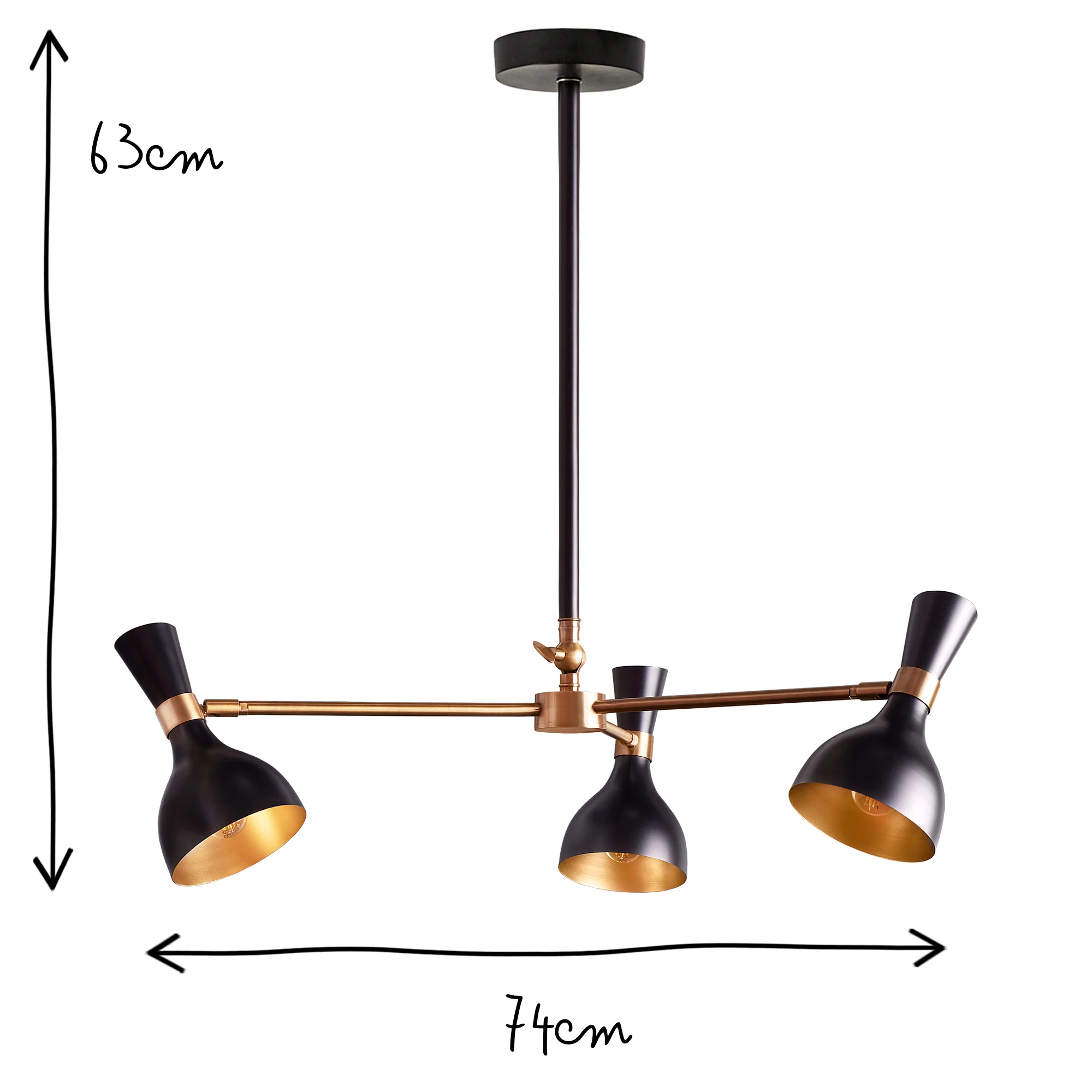 Ascot three armed chandelier in black - Image 11