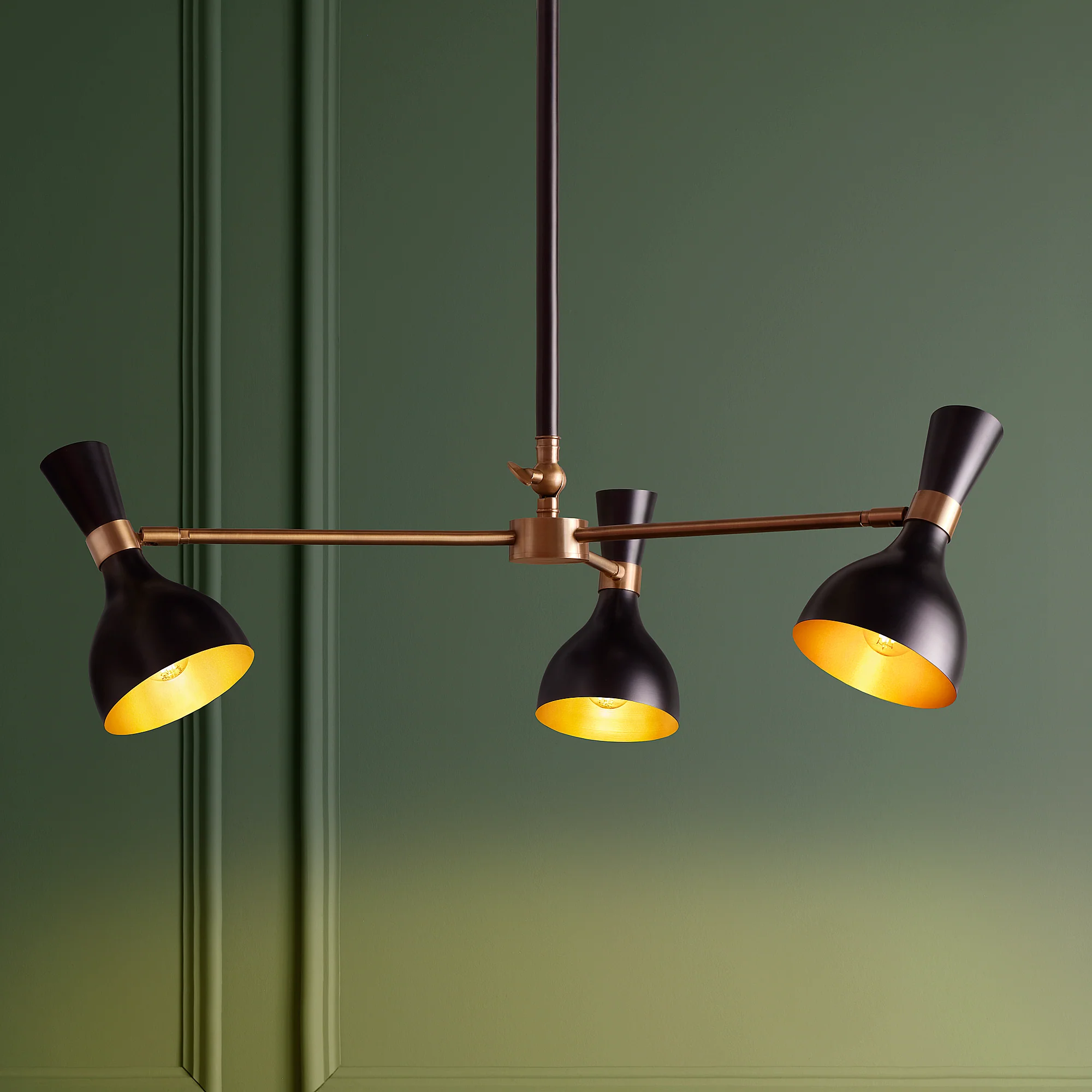 Ascot three armed chandelier in black - Image 4