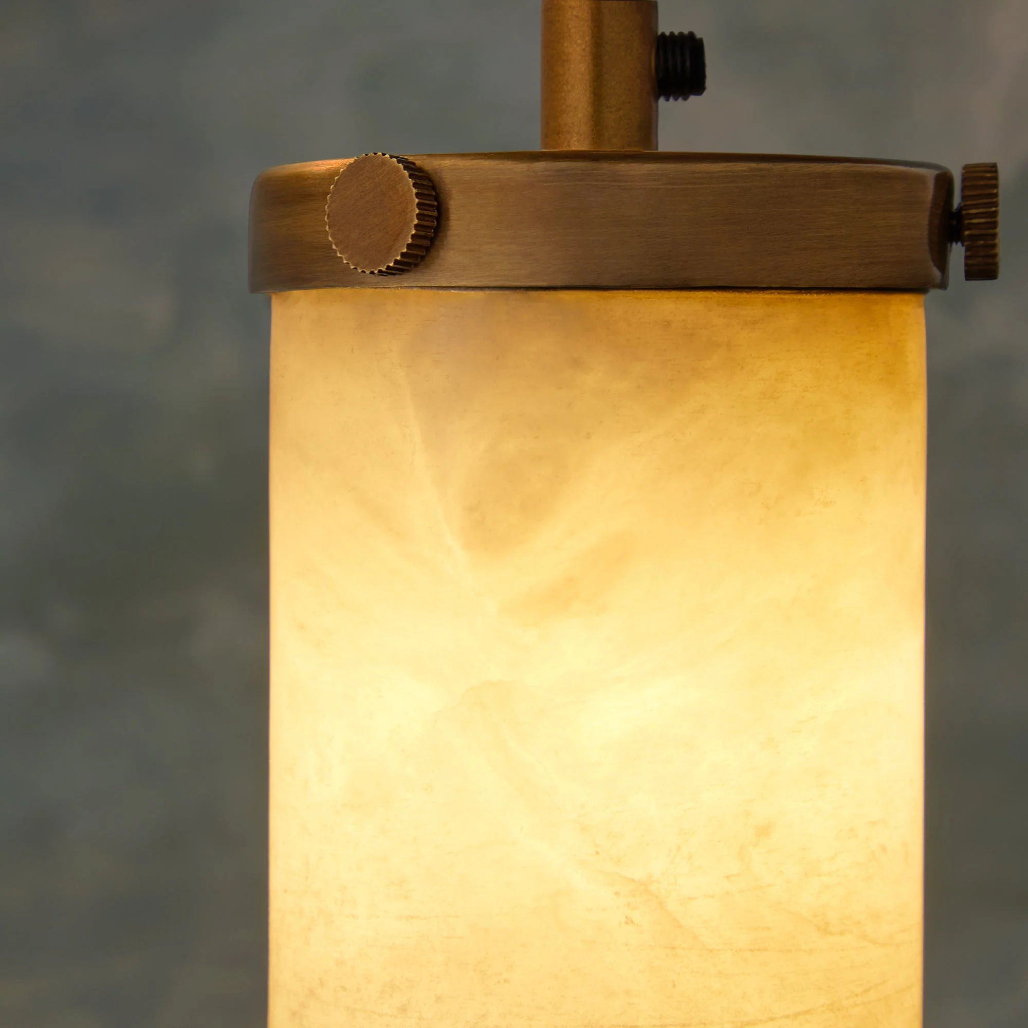 Polly pendant light in antiqued brass with alabaster shade - Image 4