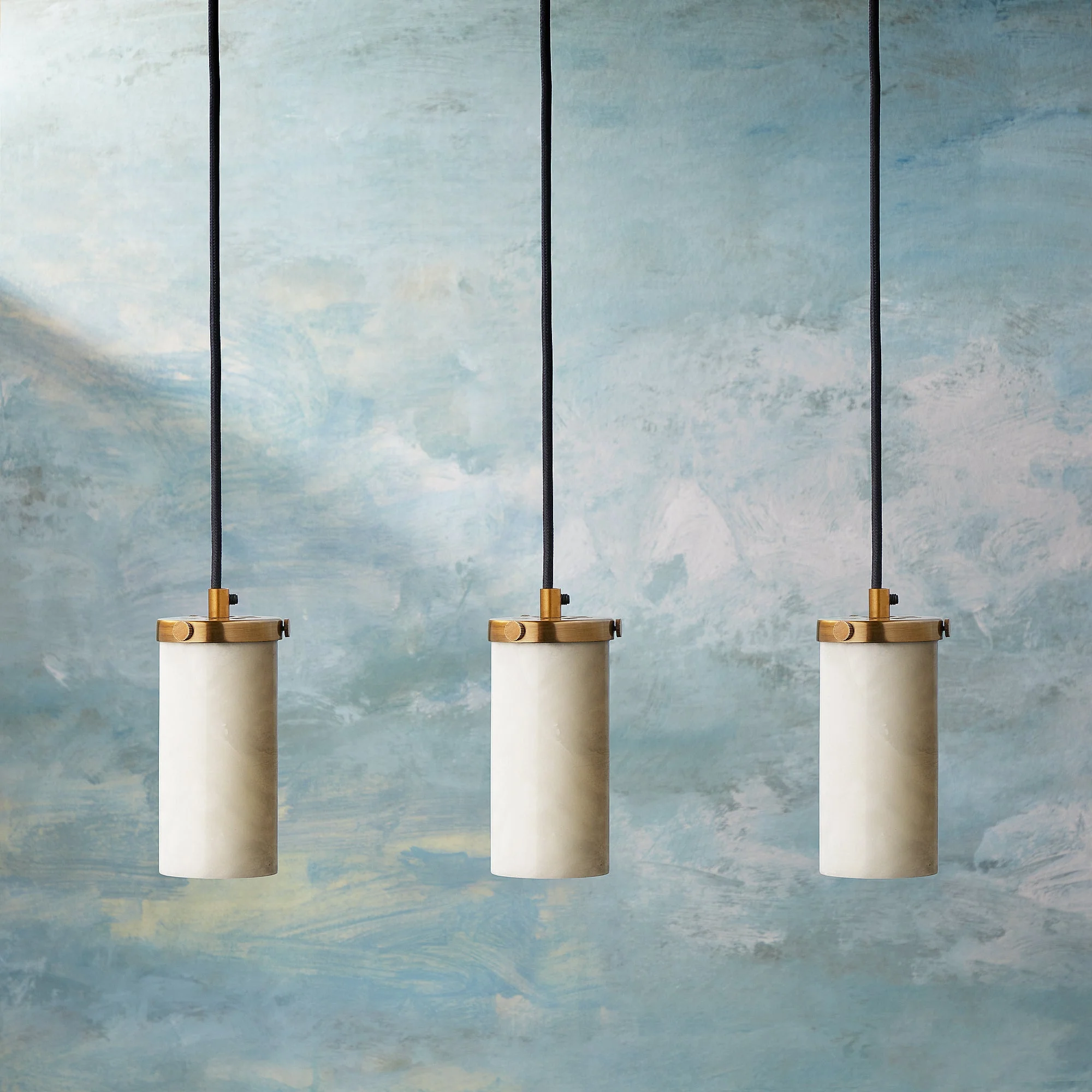 Polly pendant light in antiqued brass with alabaster shade - Image 6