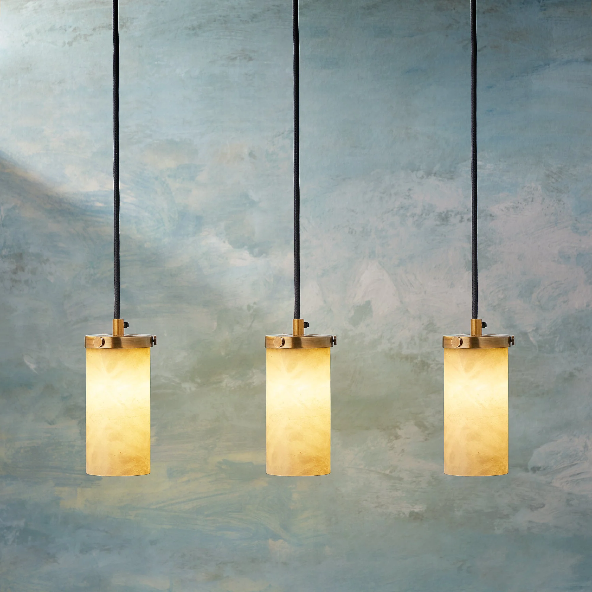 Polly pendant light in antiqued brass with alabaster shade - Image 7