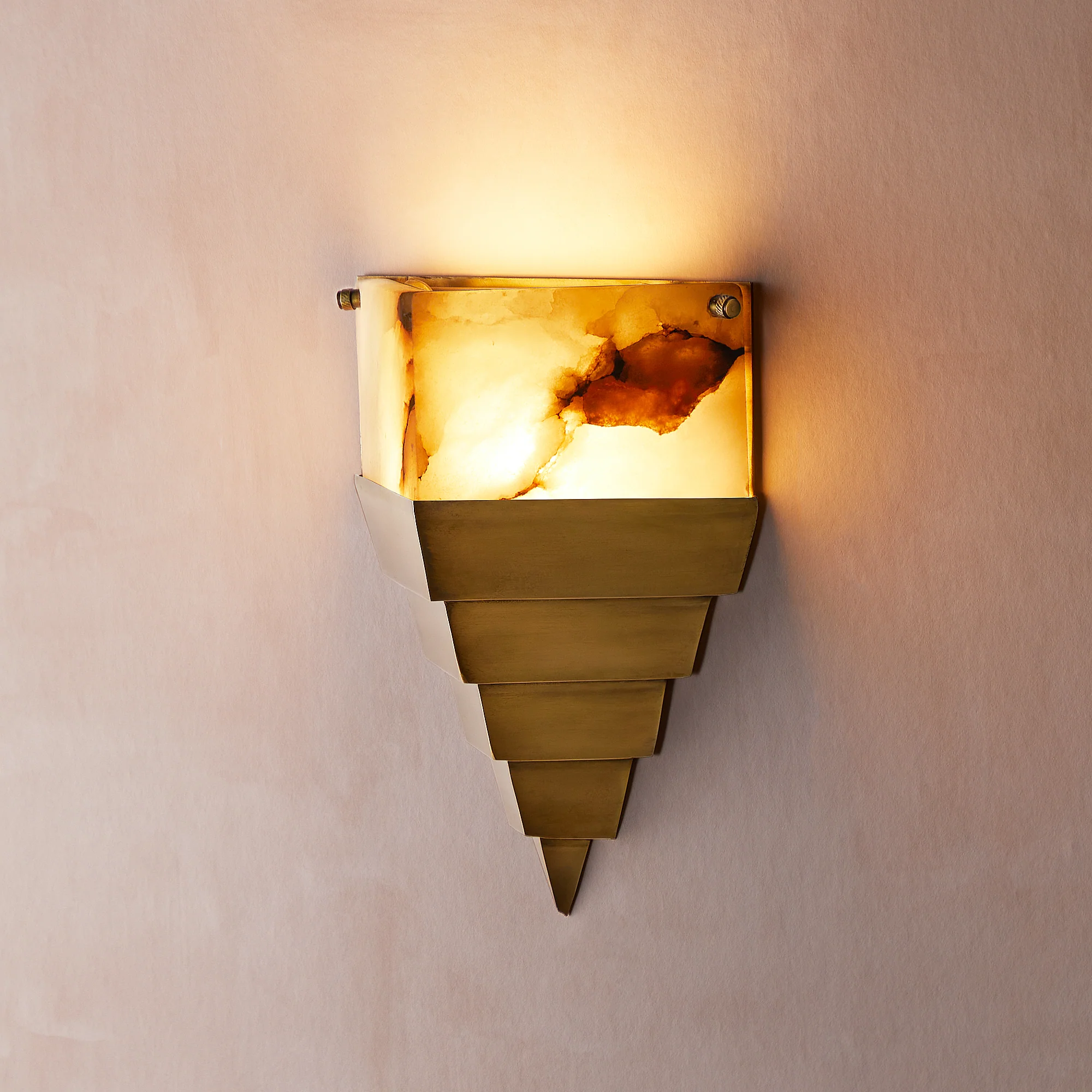 Pythagoras wall light in alabaster and brass - Image 4