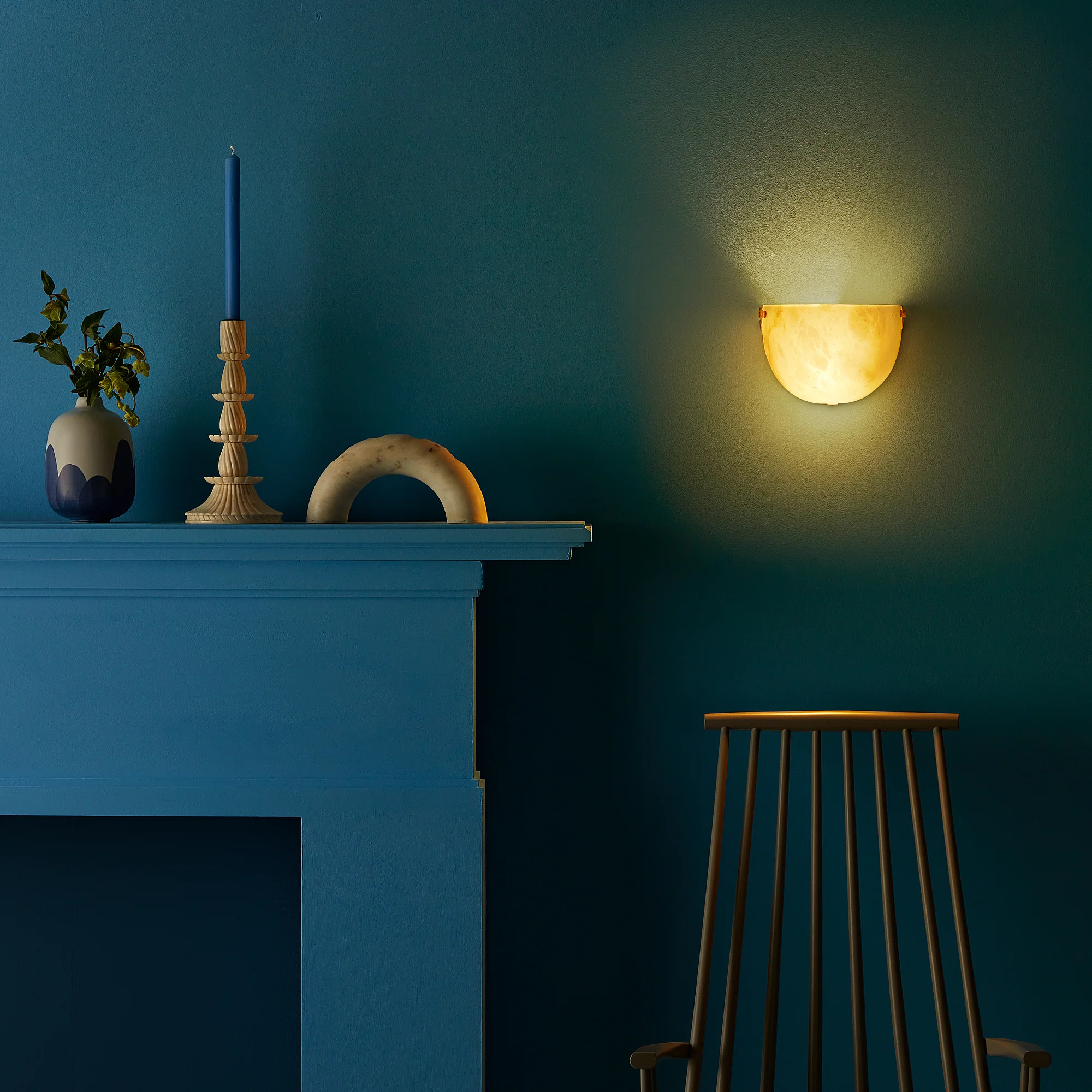 Socrates wall light in alabaster and brass - Image 7